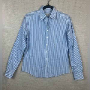 Sarah Alexandra By Renee Bassetti Size 0 Blue Striped Button Up Career Shirt